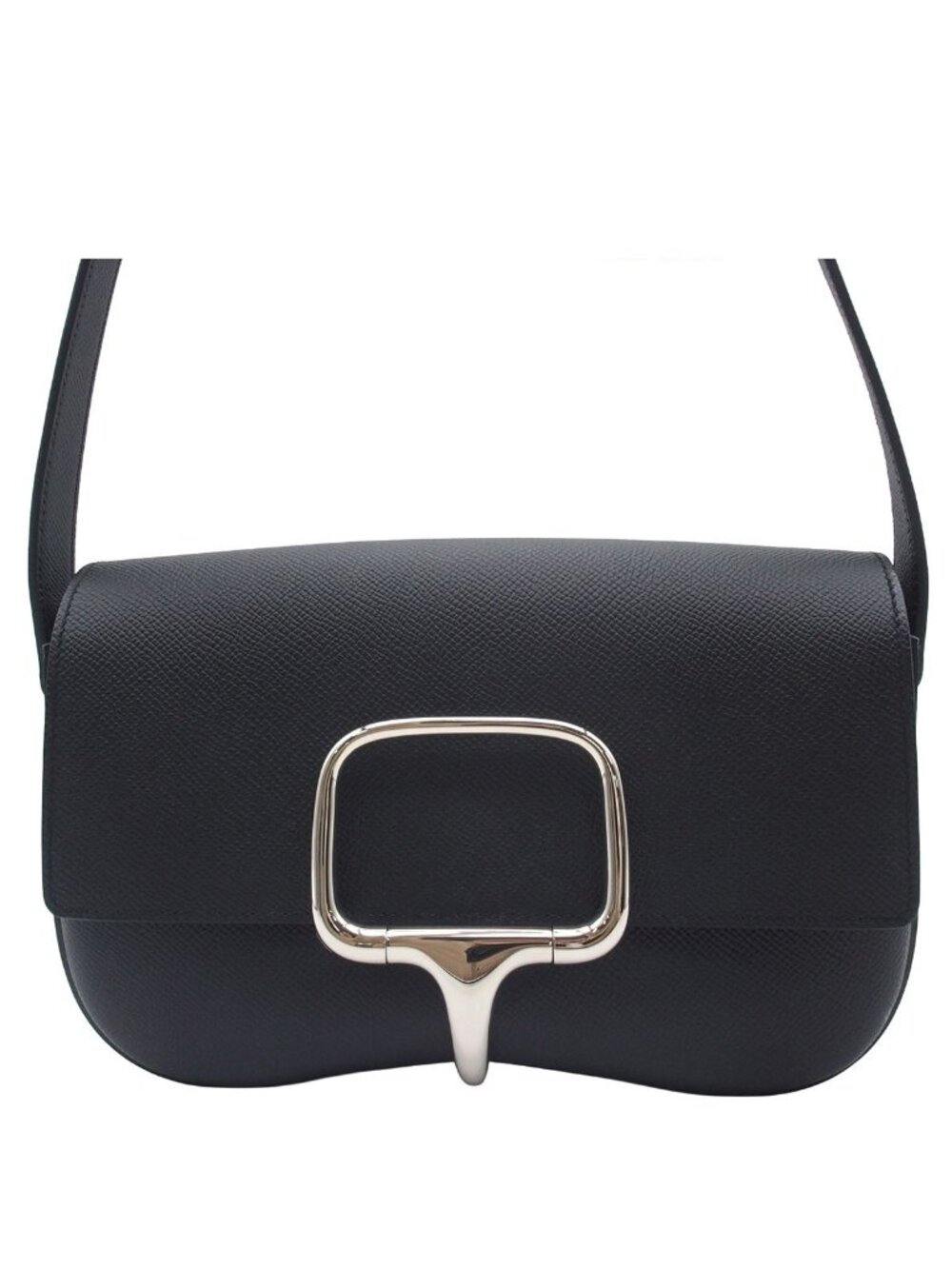 Hermes Della Cavalleria Elan Black Silver Epsom Shoulder Bag